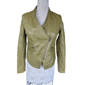 Symphony + Note Faux Leather Olive Green Jacket S